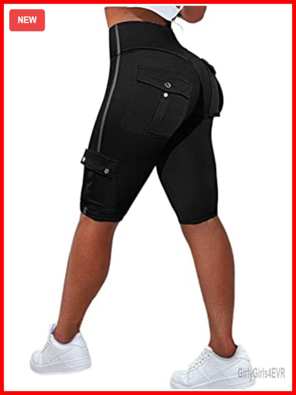 High Waist Cargo Athletic Shorts Butt Lifting Biker Yoga Workout